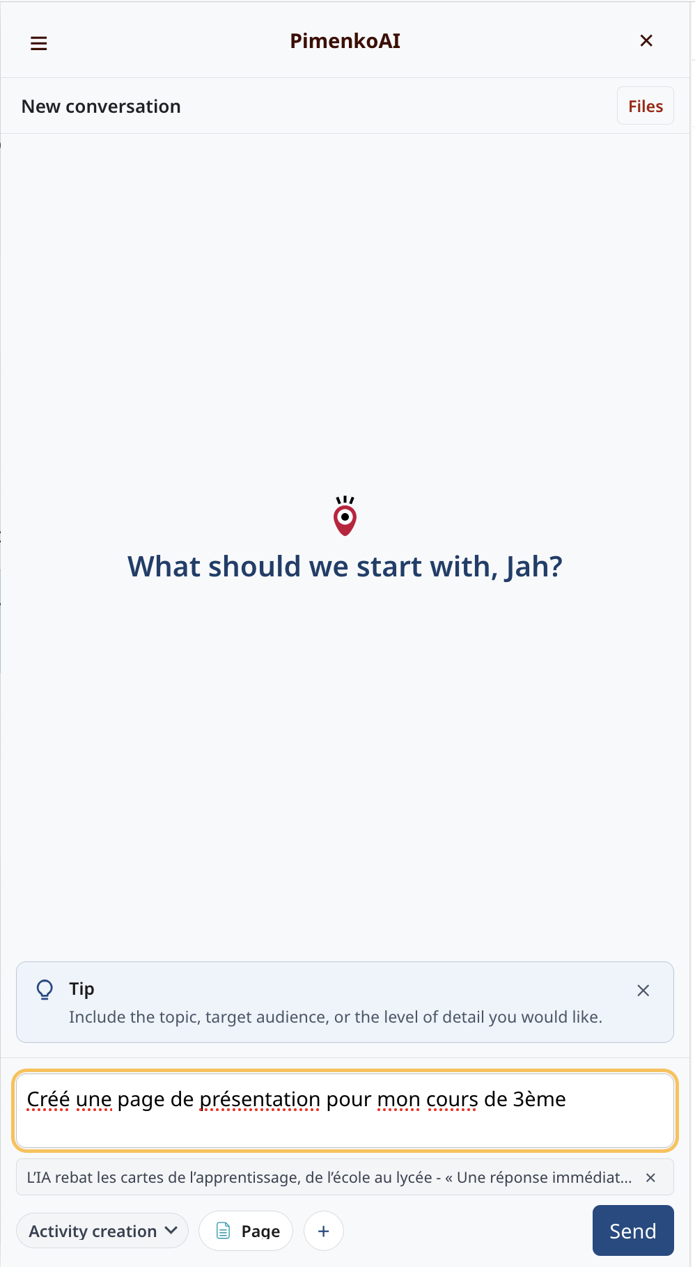 Creating a Moodle activity in Pimenko AI